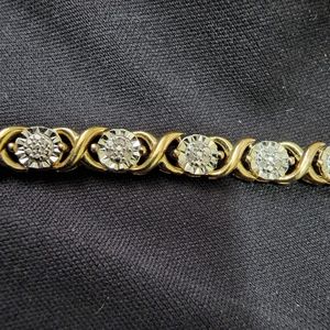 Gold on silver bracelet with 1/4ctw of diamonds